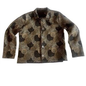 Reversible Spiral Patterned Jacket - Brown and Gold Medium
